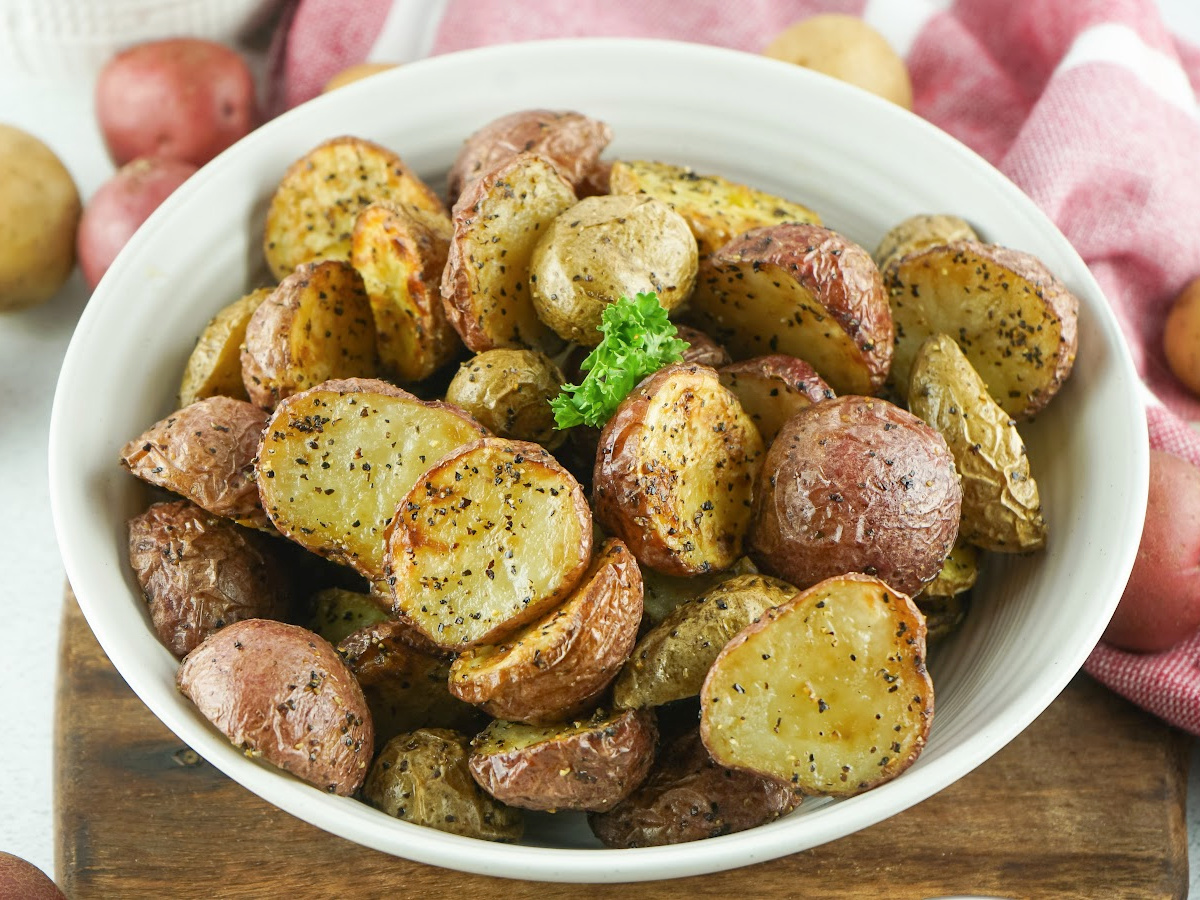 Bowl of roasted potatoes.