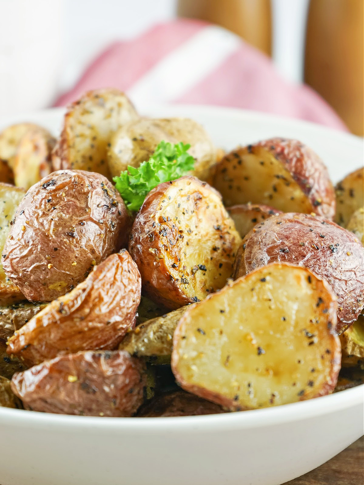 Bowl of roasted potatoes.