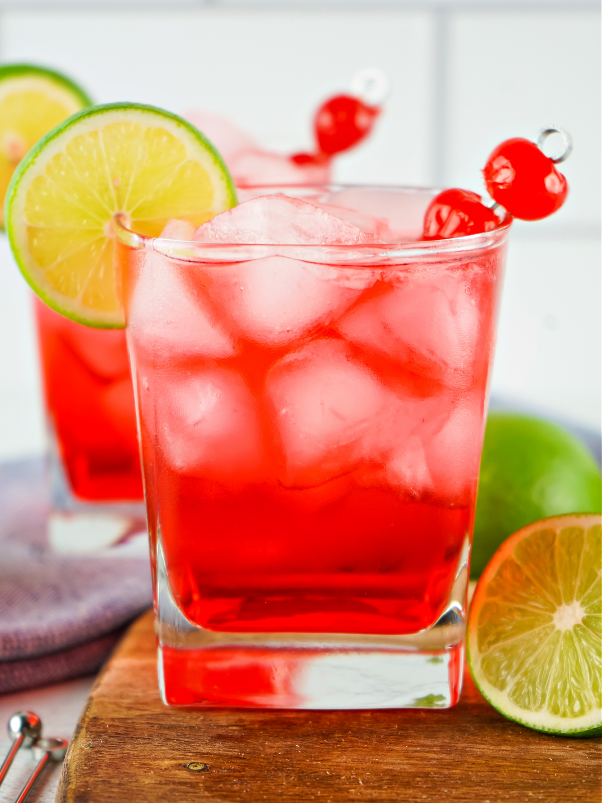 Two glass with Dirty Shirley cocktail.