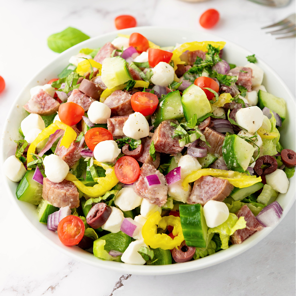 Bowl of Italian Chopped Salad.