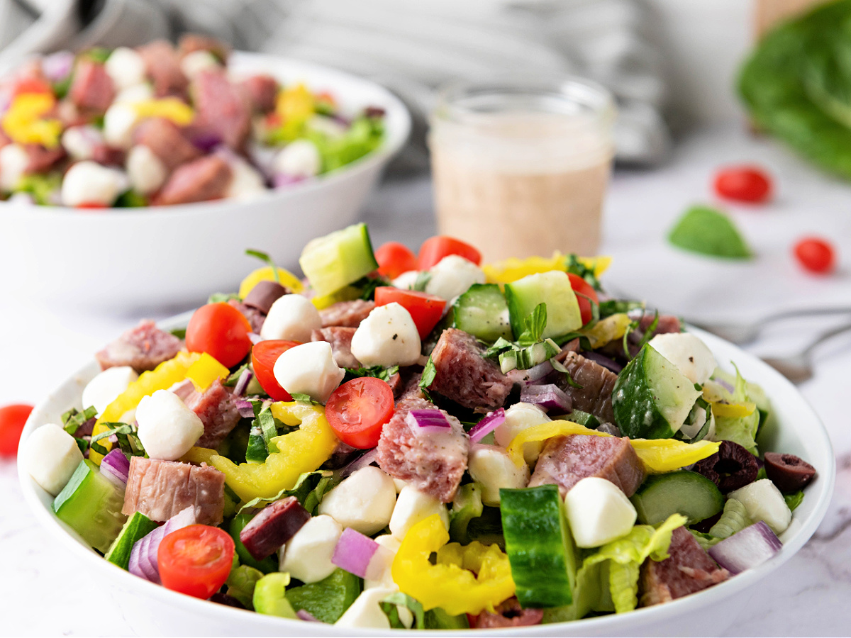 Bowl of Italian Chopped Salad.