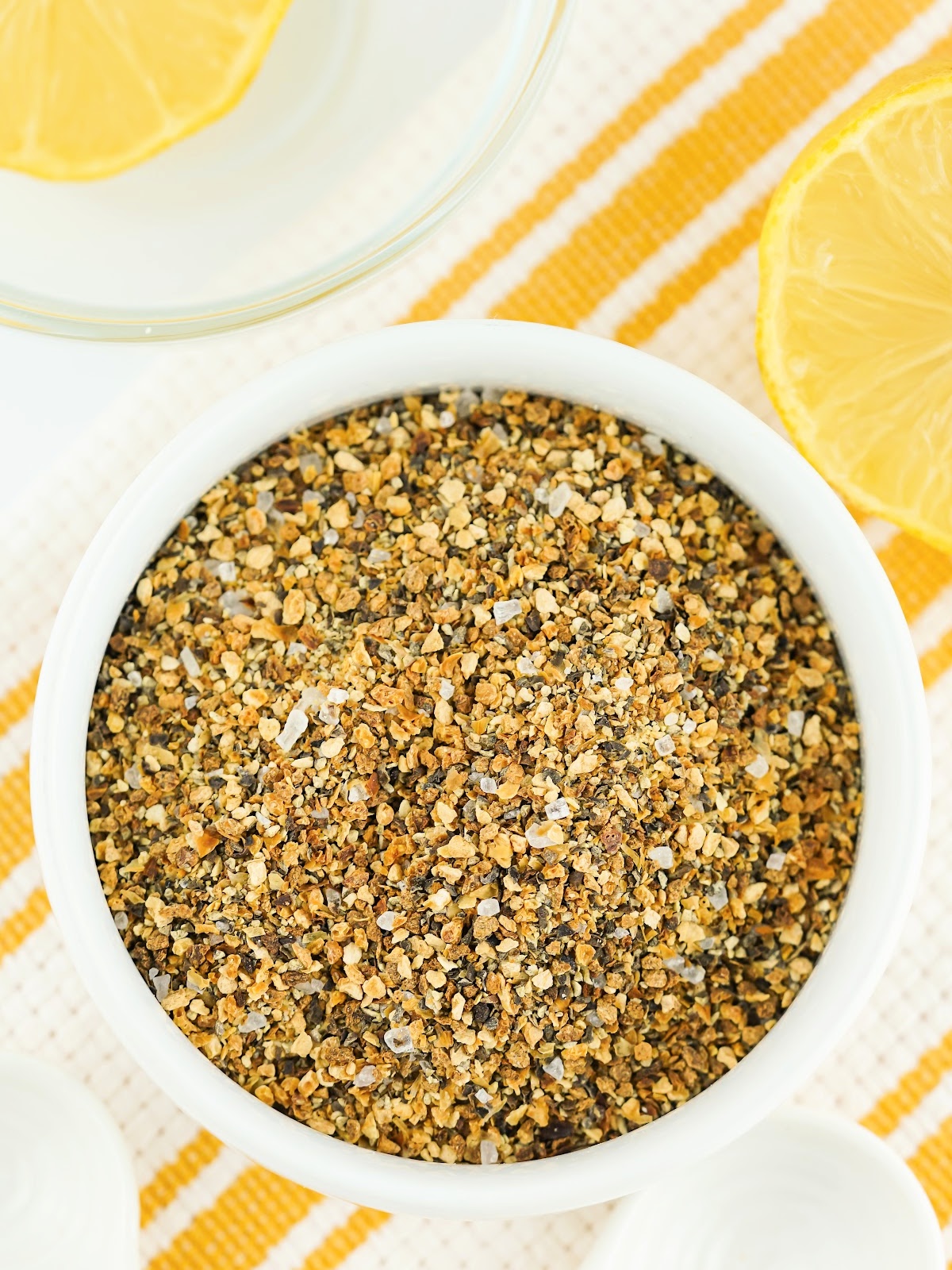 Bowl of lemon pepper seasoning.