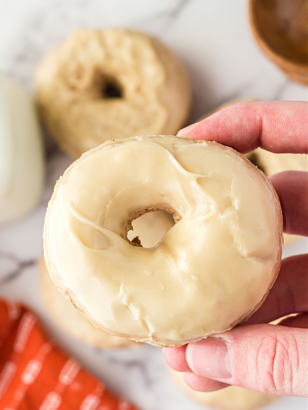 Iced maple doughnut.