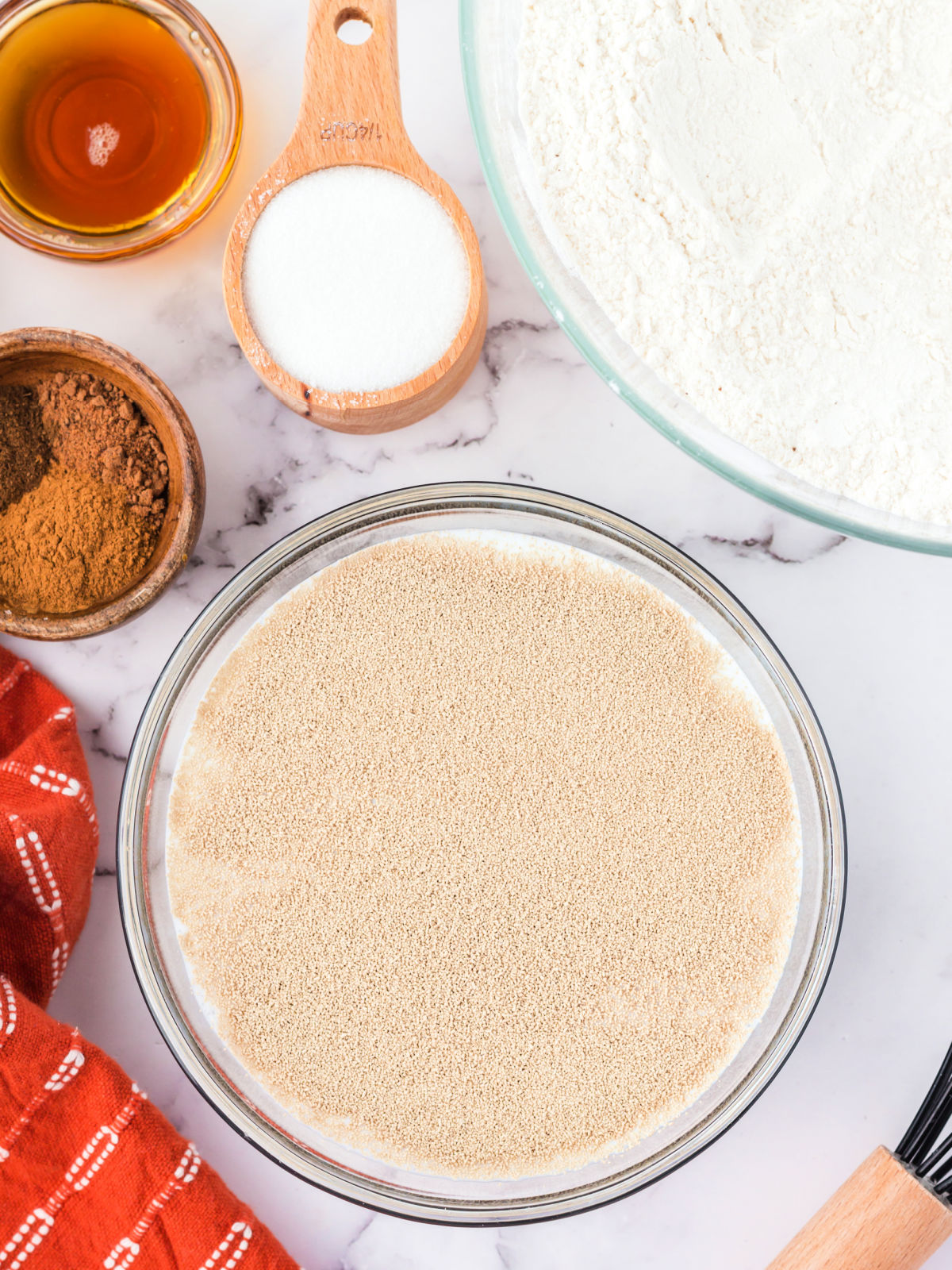 Yeast blooming in milk.