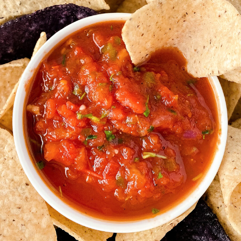 Bowl of roasted salsa.