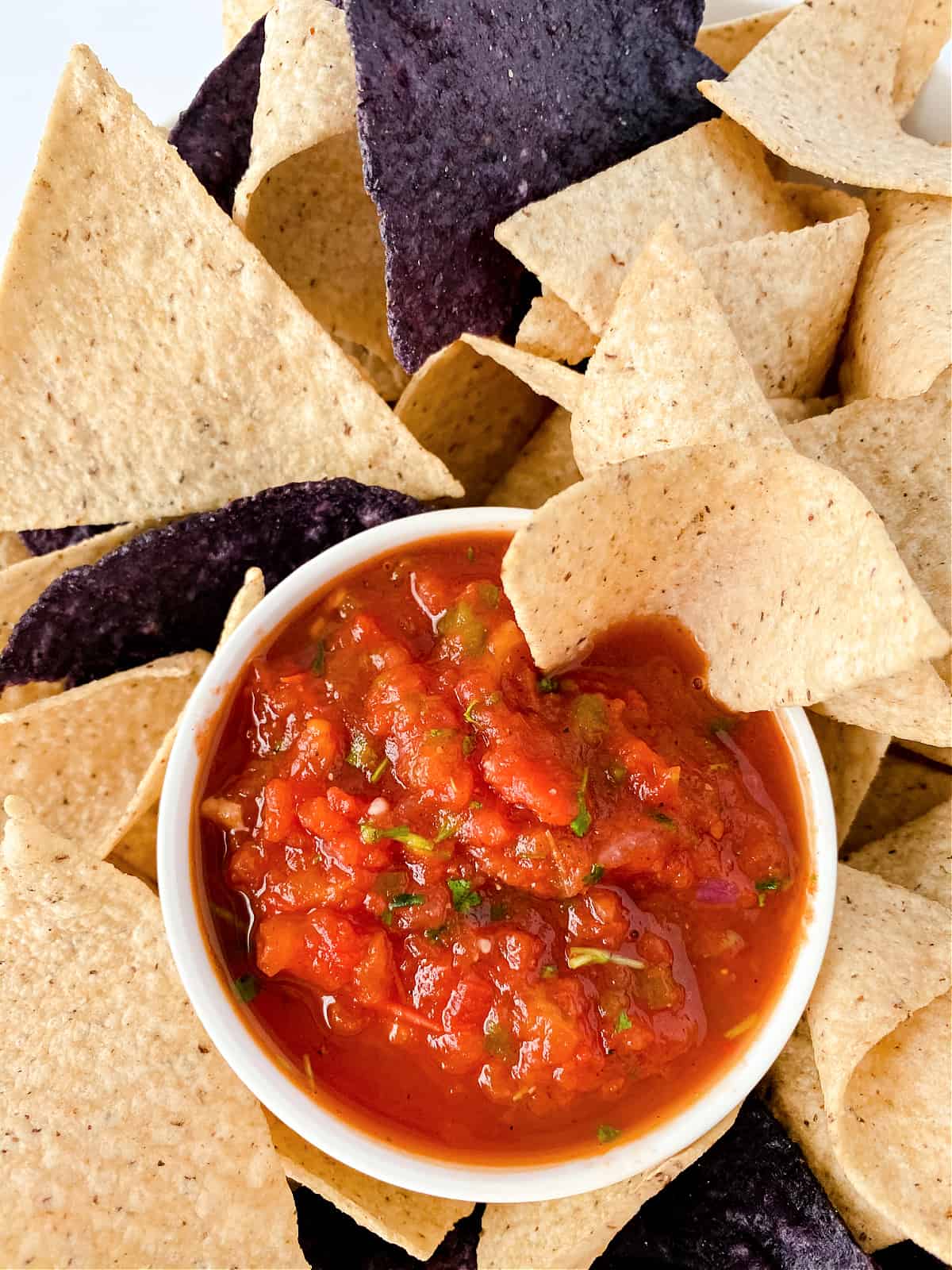 Tortilla chips and roasted salsa.