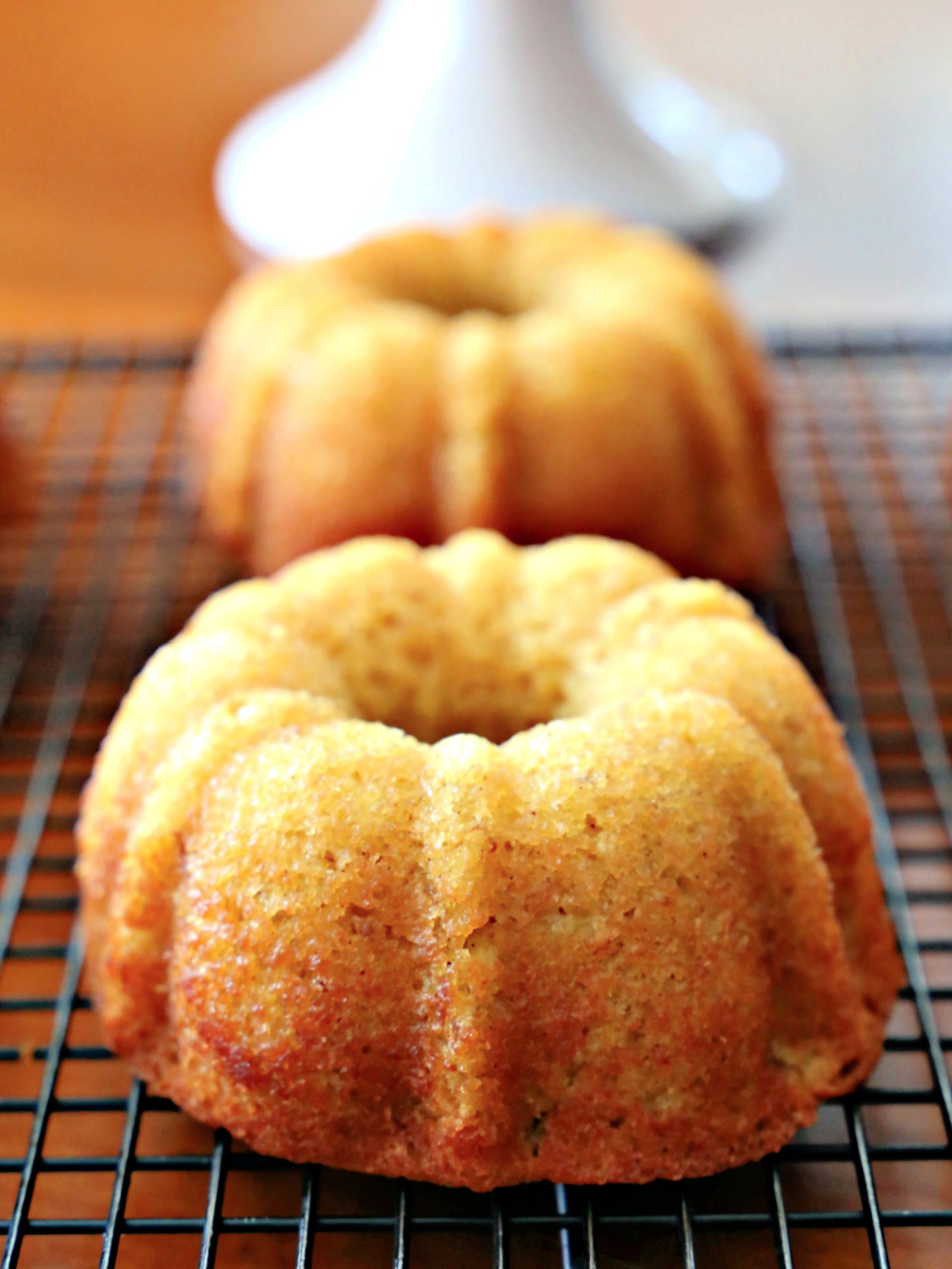 Two mini banana bundt cakes.