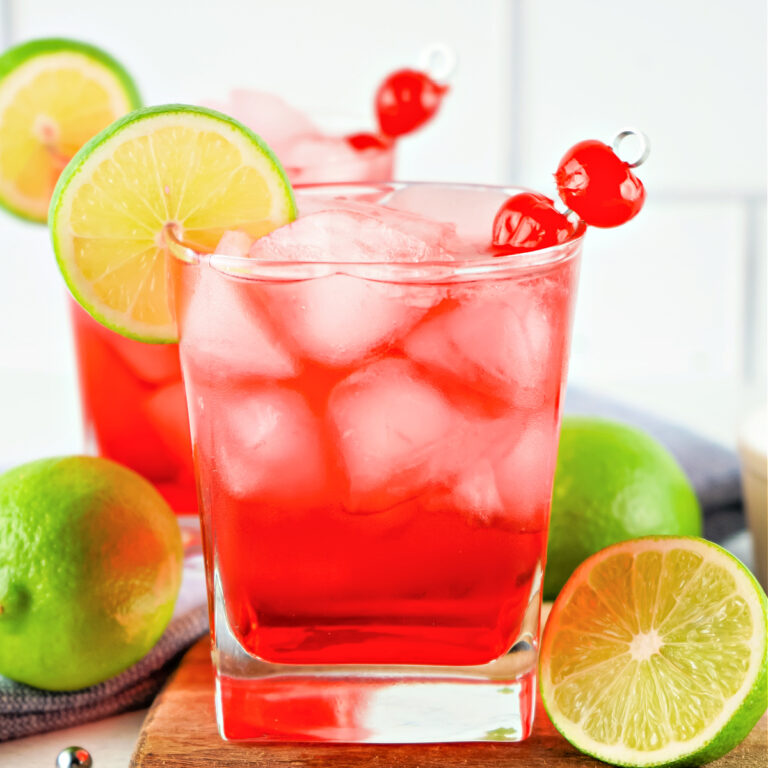 Two glass with Dirty Shirley cocktail.